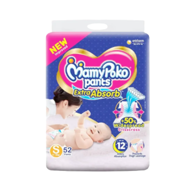 MamyPoko Pants Baby Diaper Extra Absorb (4–8 kg) – Size S – 52 Pants MamyPoko Pants Baby Diaper Extra Absorb (4–8 kg) – Size S – 52 Pants - Image 1