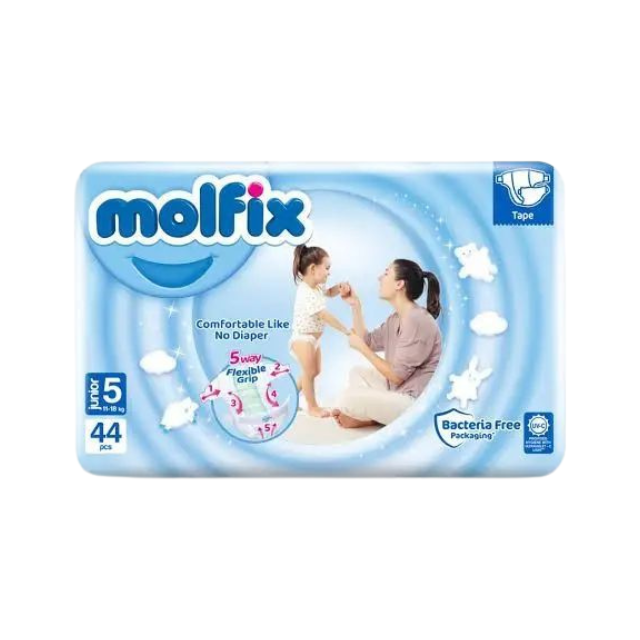 Molfix Baby Diaper Belt Size 5 Junior (11-18 KG) 44 Pcs (Made In Turkey) Molfix Baby Diaper Belt Size 5 Junior (11-18 KG) 44 Pcs (Made In Turkey) - Image 1