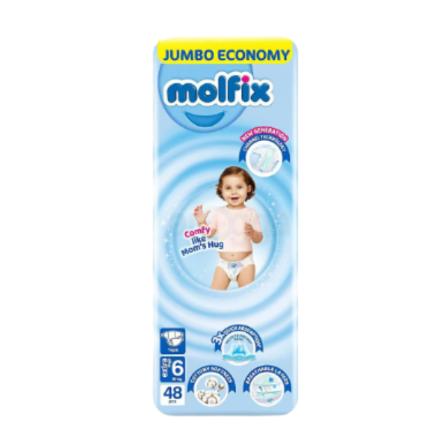 Molfix Diapers Jumbo Extra Large 6 (16+ KG) 48 Pcs (Made In Turkey) Molfix Diapers Jumbo Extra Large 6 (16+ KG) 48 Pcs (Made In Turkey) - Image 1