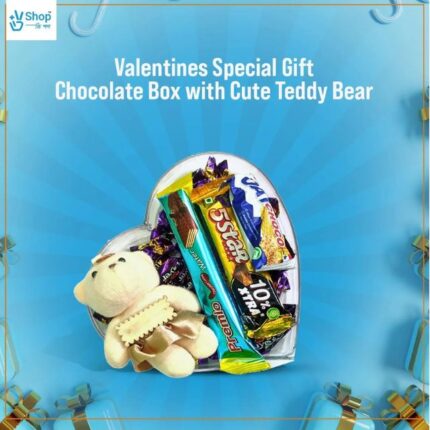 Valentines Special Gift Chocolate Box with Cute Teddy Bear