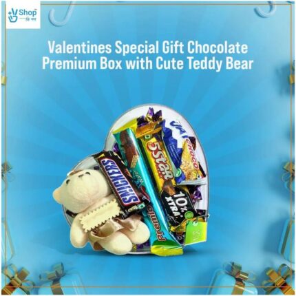 Valentines Special Gift Chocolate Premium Box with Cute Teddy Bear