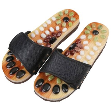 Foot Massage Slippers Massager Shoes Shiatsu Relax Sandals With Natural Cobblestone Stones (Women_Men)