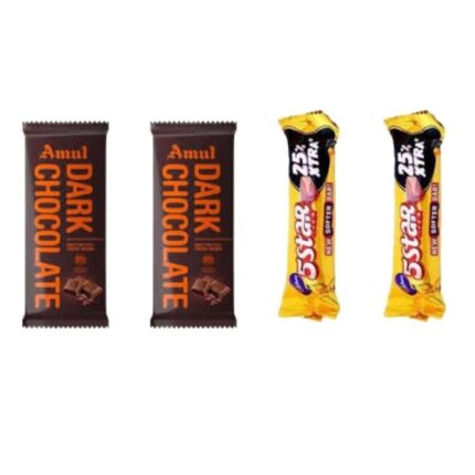 Amul Dark chocolate (2pcs)+ 5 star chocolate (2pcs)