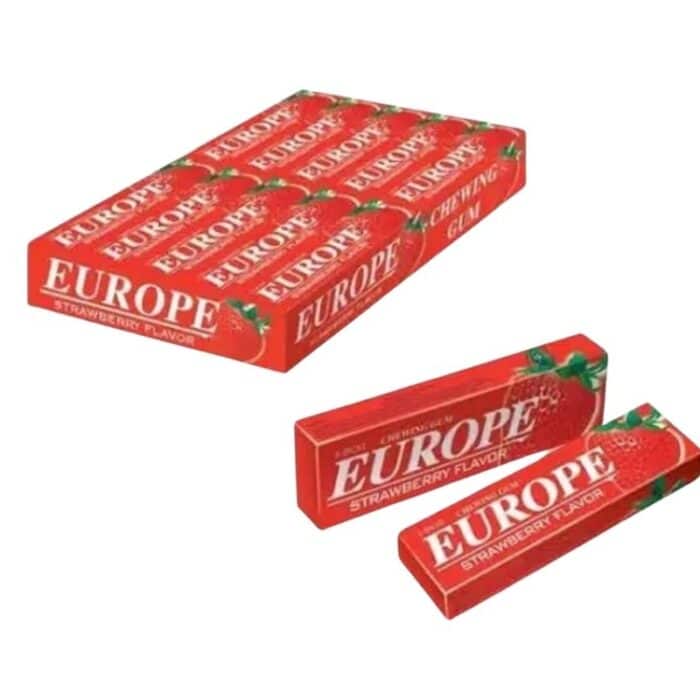 Europe chewing gum strawberry Flavour 20 box(5sticks per box)