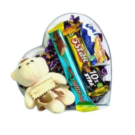 Valentines Special Gift Chocolate Box with Cute Teddy Bear