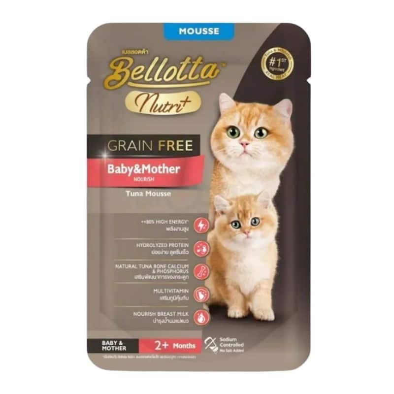 Bellotta Nutri Plus Grain Free Pouch Baby & Mother Tuna Mousse 70gm Bellotta Nutri Plus Grain Free Pouch Baby & Mother Tuna Mousse 70gm