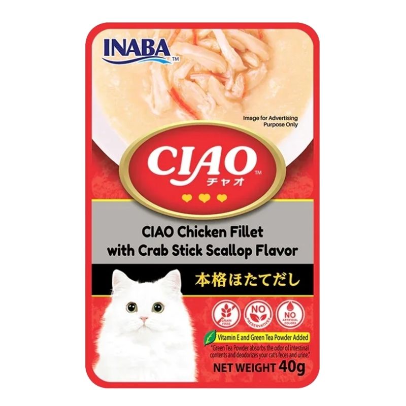 CIAO Chicken Fillet With Crab Stick Scallop Flovor 40GM CIAO Chicken Fillet With Crab Stick Scallop Flovor 40GM