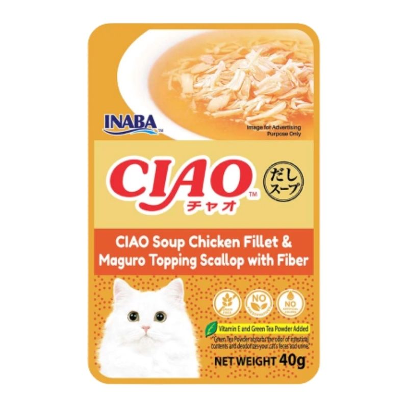 CIAO Soup Chicken Fillet & Maguro Topping Scallop With Fiber 40GM CIAO Soup Chicken Fillet & Maguro Topping Scallop With Fiber 40GM