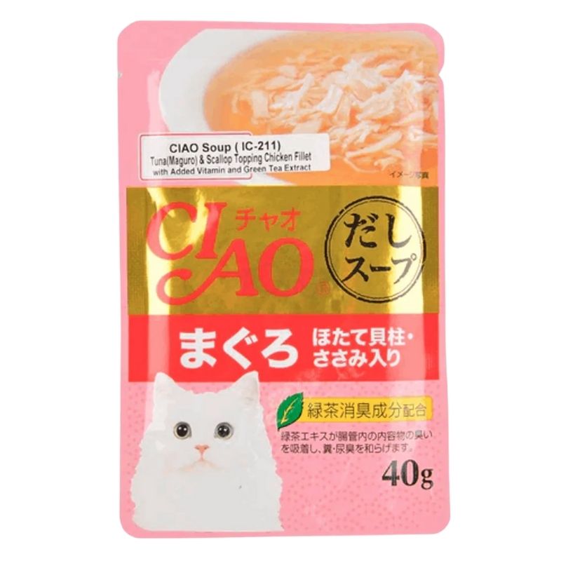 CIAO Soup Tuna (Maguro) & Scallop Topping Chicken Fillet 40GM CIAO Soup Tuna (Maguro) & Scallop Topping Chicken Fillet 40GM
