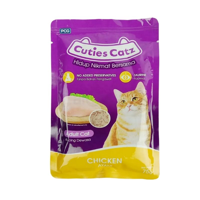 Cuties Catz Pouch Adult Food Chicken Flavour 75gm Cuties Catz Pouch Adult Food Chicken Flavour 75gm
