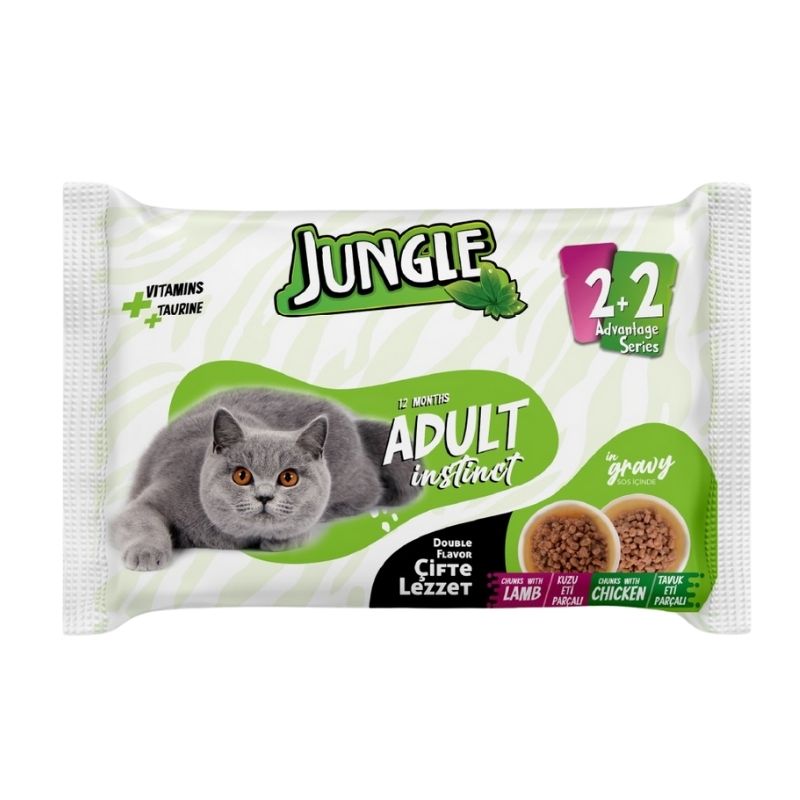 Jungle Adult Pouch 4pc Combo Lamb & Chicken 4×100gm Jungle Adult Pouch 4pc Combo Lamb & Chicken 4×100gm