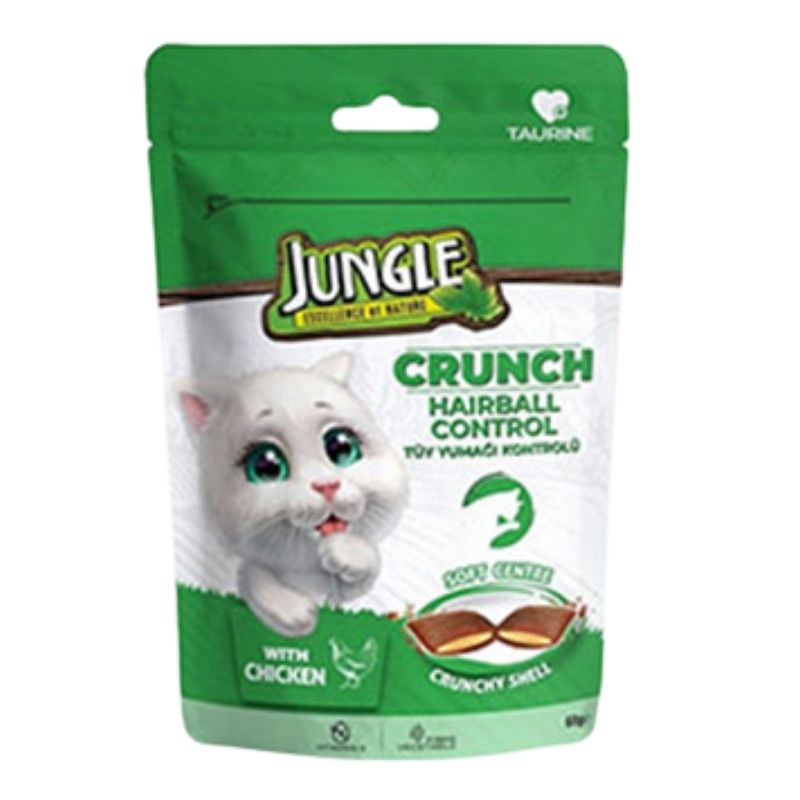 Jungle Crunch For Hairball Control With Chicken - 60g Pouch Jungle Crunch For Hairball Control With Chicken - 60g Pouch