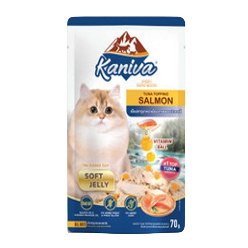 Kaniva Cat Pouch Tuna Topping Salmon In Jelly for Adult & Kitten 70gm Kaniva Cat Pouch Tuna Topping Salmon In Jelly for Adult & Kitten 70gm