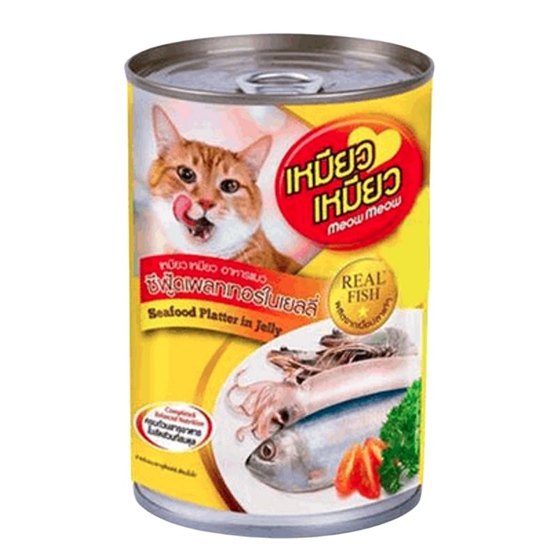 Meow Meow Cat Food Real Fish Seafood Platter In Jelly - 400g Can Meow Meow Cat Food Real Fish Seafood Platter In Jelly - 400g Can