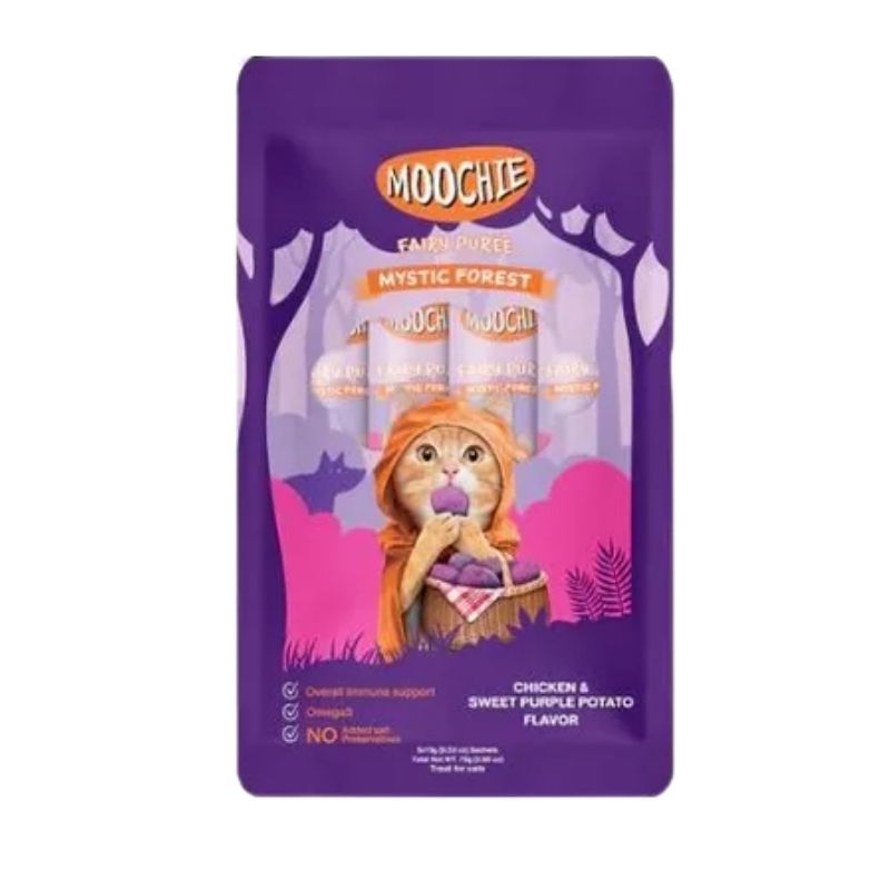 Moochie Fairy Puree Creamy Treat for Cats and Kittens Chicken& sweet purple potato (25x15g) Moochie Fairy Puree Creamy Treat for Cats and Kittens Chicken& sweet purple potato (25x15g)