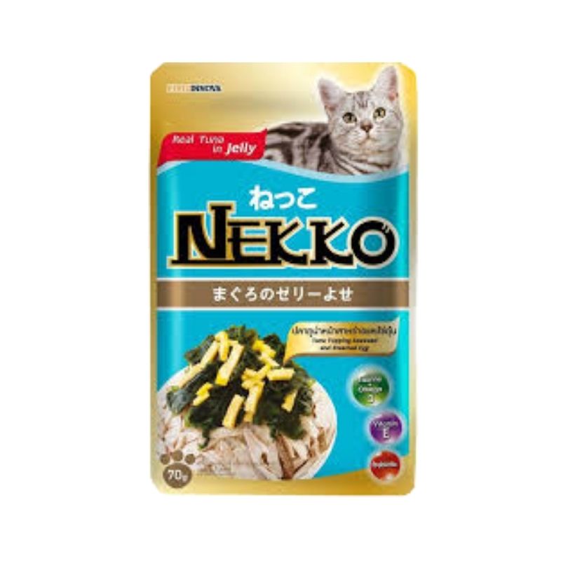 NEKKO Cat Pouch Tuna Topping Seaweed and Steamed Egg in Jelly 70g Whiskas Adult Cat Mackerel - 80g Pouch