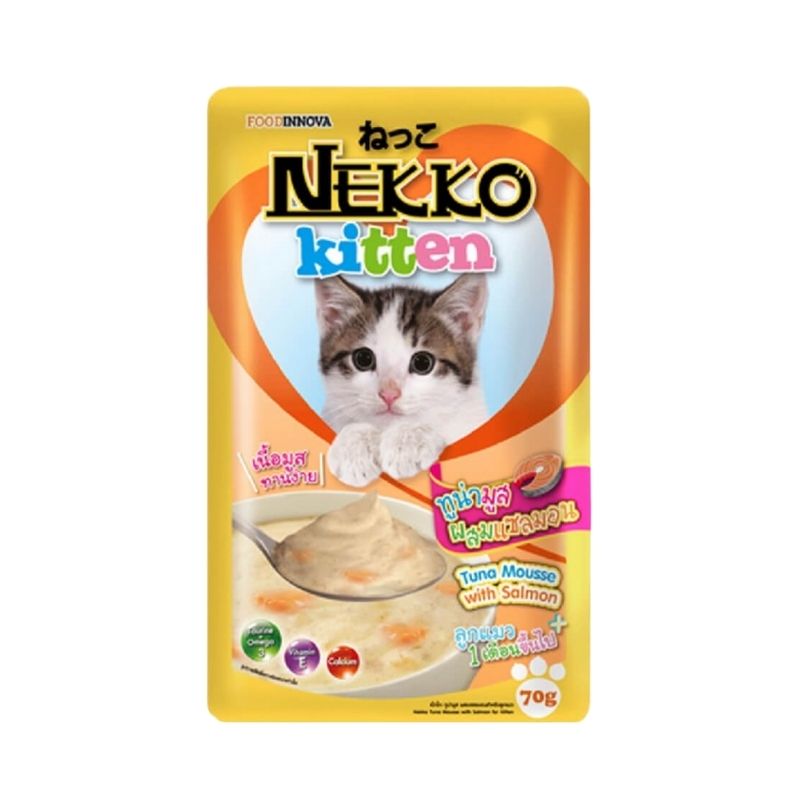 Nekko Kitten Pouch Tuna Mousse with Salmon 70gm Nekko Kitten Pouch Tuna Mousse with Salmon 70gm