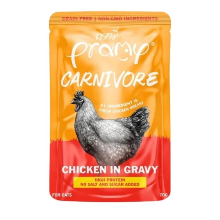 Pramy Carnivore Pouch Chicken in Gravy for Al lCats 70gm