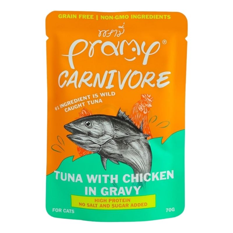 Pramy Carnivore Pouch Tuna in Gravy for All Cats 70gm Pramy Carnivore Pouch Tuna in Gravy for All Cats 70gm