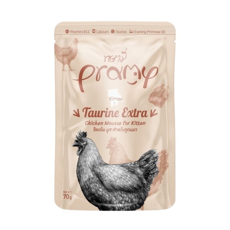 Pramy Pouch TAURINE EXTRA Chicken Mousse for Kitten 70gm Pramy Pouch TAURINE EXTRA Chicken Mousse for Kitten 70gm