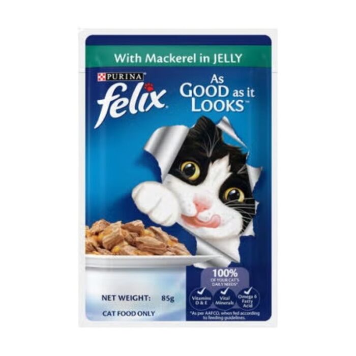 Purina Felix Pouch Adult Mackerel in Jelly 85gm