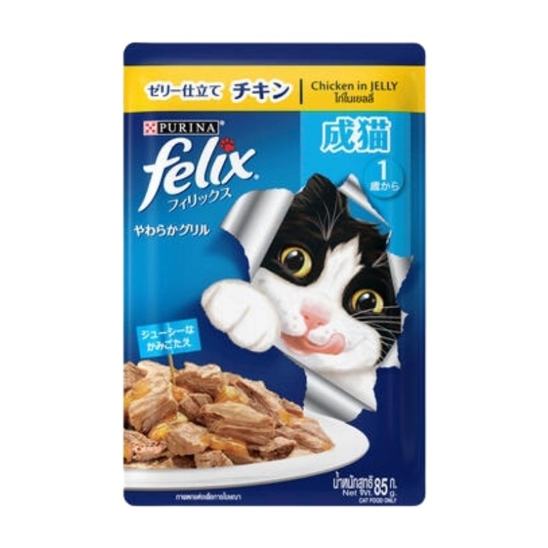 Purina Felix PouchAdult Chicken &Spinach in Jelly 85gm Purina Felix PouchAdult Chicken &Spinach in Jelly 85gm