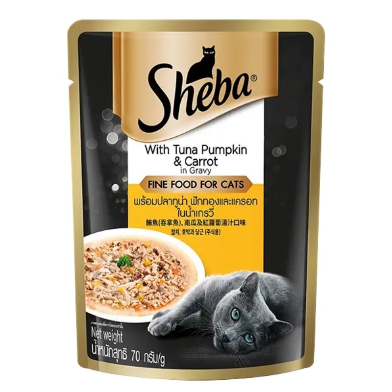 Sheba Pouch Adult Tuna, Pumpkin & Carrot in Gravy 70gm Sheba Pouch Adult Tuna, Pumpkin & Carrot in Gravy 70gm