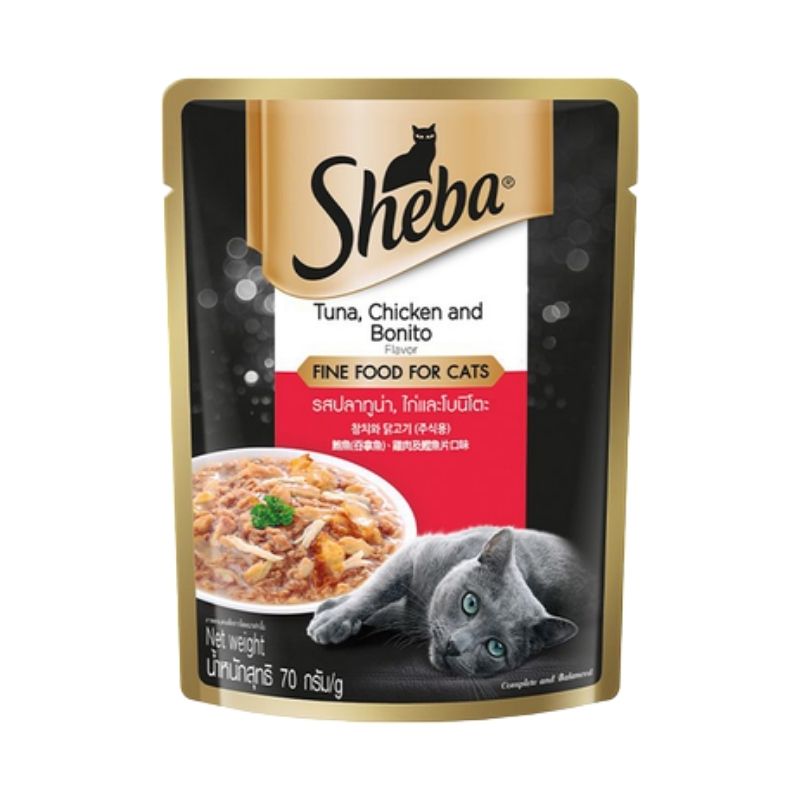 Sheba Pouch Fine Food Tuna Chicken & Bonito 70g Sheba Pouch Fine Food Tuna Chicken & Bonito 70g