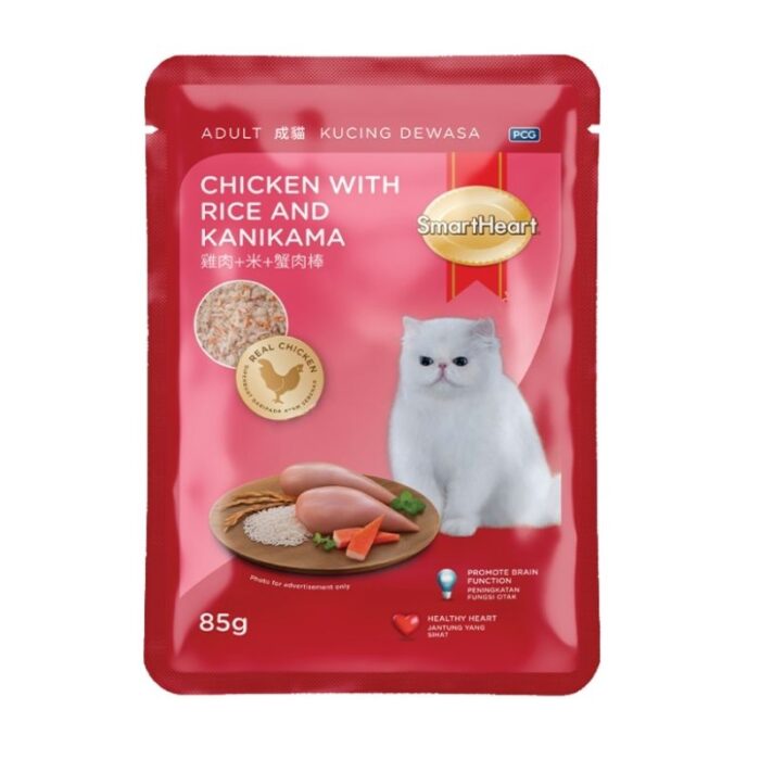 SmartHeart Cat Pouch Adult Chicken with Rice & Kanikama 85g