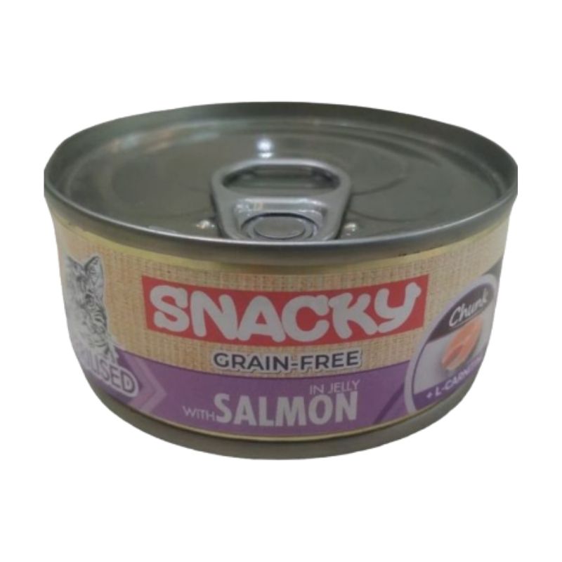 Snacky Cat Food Salmon In Jelly - 100g Can Snacky Cat Food Salmon In Jelly - 100g Can