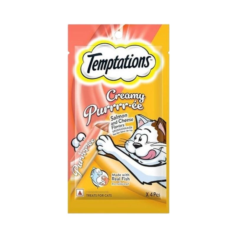 Temptations Adult Creamy Cat Treats, Salmon & Cheese Flavors 48G (4 Pieces) Temptations Adult Creamy Cat Treats, Salmon & Cheese Flavors 48G (4 Pieces)