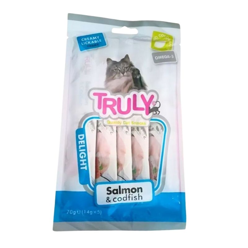 Truly Cat Treat Salmon and Codfish Creamy 5 Pieces 70g (14g X 5) Truly Cat Treat Salmon and Codfish Creamy 5 Pieces 70g (14g X 5)