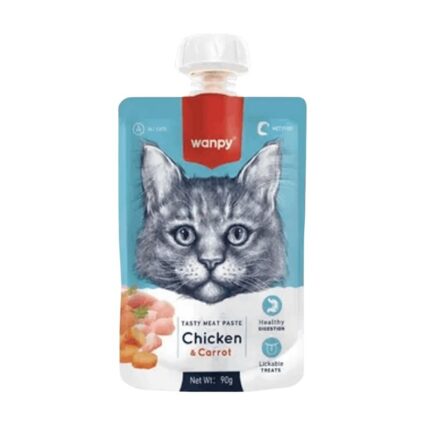 Wanpy Adult Cat Food Tasty Meat Paste Fresh Chicken & Carrot - 90g Pouch