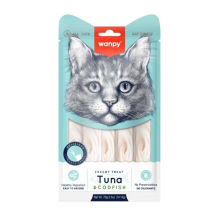 Wanpy Cat Creamy Treat Tuna & Codfish - (5×14g) Pouch