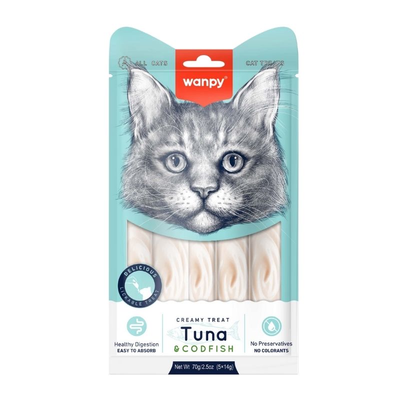 Wanpy Cat Creamy Treat Tuna & Codfish - (5×14g) Pouch Wanpy Cat Creamy Treat Tuna & Codfish - (5×14g) Pouch