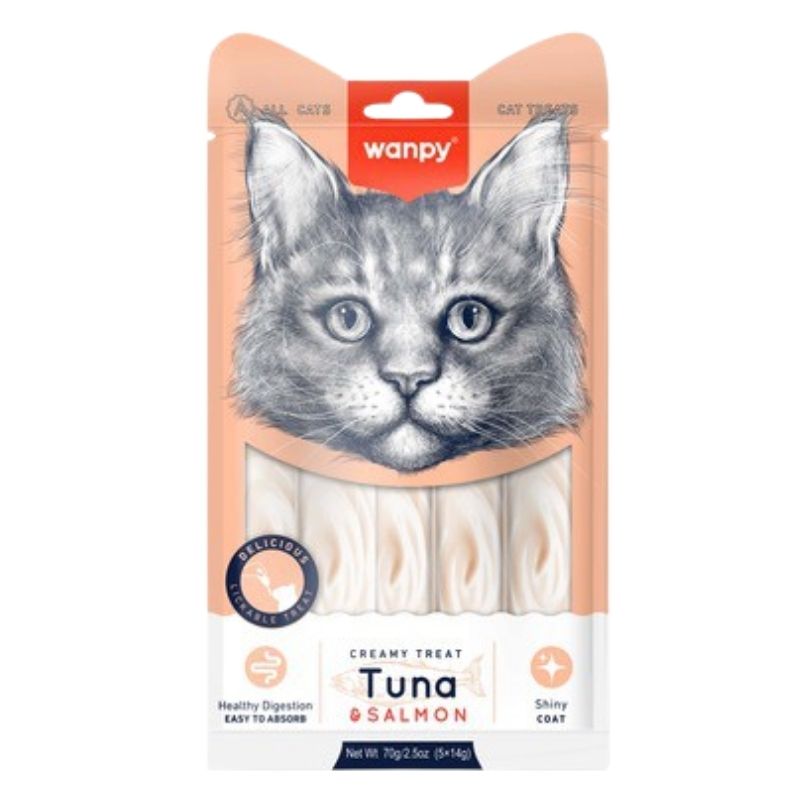 Wanpy Cat Creamy Treat Tuna & Salmon - (5×14g) Pack Wanpy Cat Creamy Treat Tuna & Salmon - (5×14g) Pack