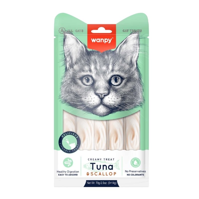 Wanpy Cat Creamy Treat Tuna & Scallop - (5×14g) Pouch Wanpy Cat Creamy Treat Tuna & Scallop - (5×14g) Pouch