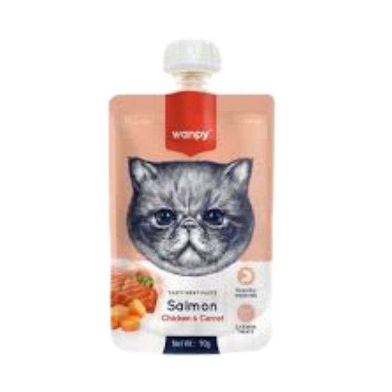 Wanpy Cat Food Tasty Meat Paste Fresh Salmon Chicken & Carrot - 90g Pouch Wanpy Cat Food Tasty Meat Paste Fresh Salmon Chicken & Carrot - 90g Pouch