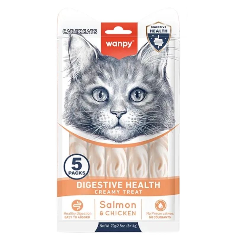 Wanpy Creamy Treat Digestive Health Salmon & Chicken (5_14gm) Wanpy Creamy Treat Digestive Health Salmon & Chicken (5_14gm)