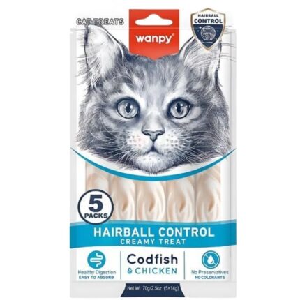 Wanpy Creamy Treat Hairball Control Codfish & Chicken (5_14gm)