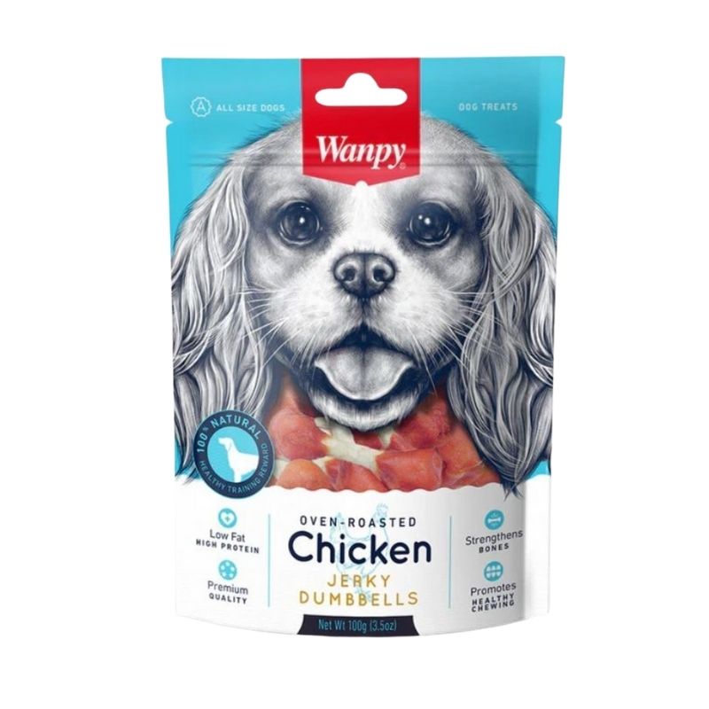 Wanpy Dog Treat Oven Roasted chicken Jerky Dumbbells 100g Wanpy Dog Treat Oven Roasted chicken Jerky Dumbbells 100g