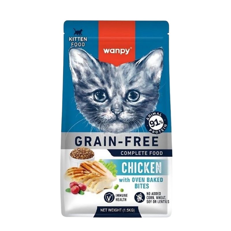 Wanpy Grain Free Super Premium Dry Cat Food Kitten Chicken 1.5KG Wanpy Grain Free Super Premium Dry Cat Food Kitten Chicken 1.5KG