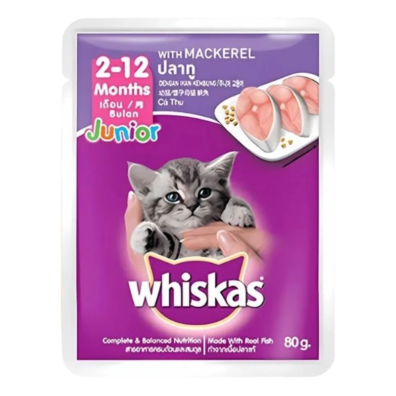 Whiskas Kitten Pouch Junior (2-12 months) - Mackerel Whiskas Kitten Pouch Junior (2-12 months) - Mackerel
