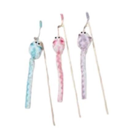 Cat Toy Wooden Feather Stick - (Multi Colur) Piece