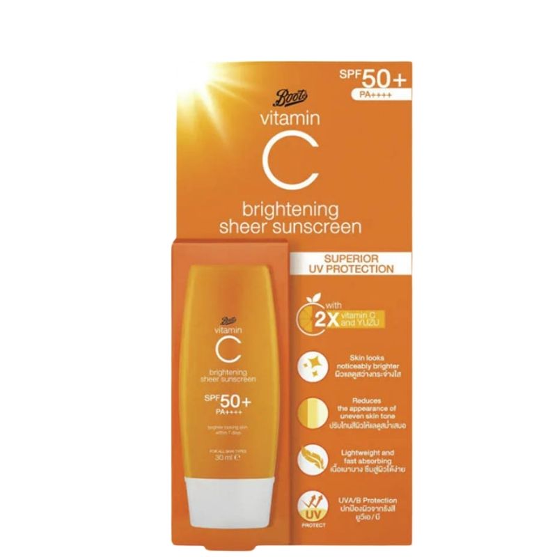Boots Vitamin C Brightening Sheer Sunscreen SPF50+ PA++++ Boots Vitamin C Brightening Sheer Sunscreen SPF50+ PA++++