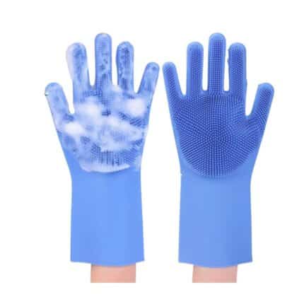 1 Pair Silicone Gloves Kitchen Cleaning Dishwashing Gloves Magic Scrubber Rubber Gloves