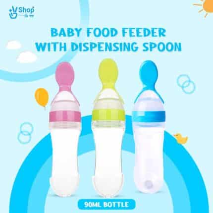 Baby Smile Silicone Baby Food Feeder With Dispensing Spoon 90ml Bottle