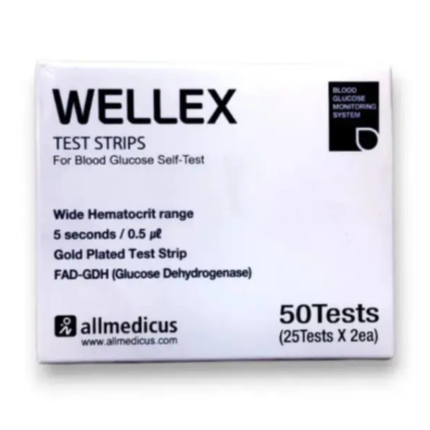 Wellex Blood Glucose Test Strip 25pcs & 50 pcs