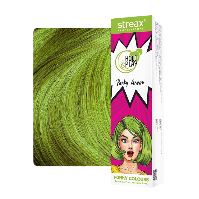 Streax Professional Hold and Play Funky Hair Colour Perky Green 100gm Streax Professional Hold and Play Funky Hair Colour Perky Green 100gm - Image 1